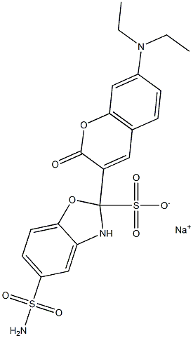 钠5-(氨基磺酰基)-2-[7-(二乙基氨基)-2-氧代-2H-1-苯并吡喃-3-基]苯并恶唑磺酸酯 结构式