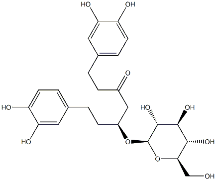 (S)-1,7-双(3,4-二羟基苯基)庚烷-3-酮-5-O-BETA-D-吡喃葡萄糖甙 结构式