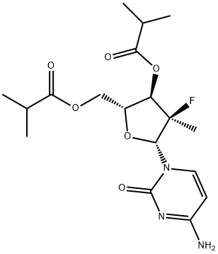 (2'R)- 2'-去氧-2'-氟-2'-甲基胞苷 3',5'-双(2-甲基丙酸)酯 结构式