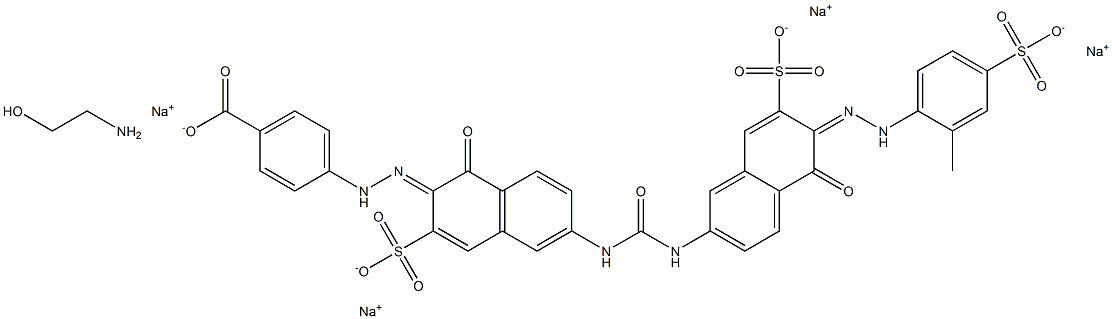 p-[[1-hydroxy-6-[[[[5-hydroxy-7-sulpho-6-[(4-sulpho-o-tolyl)azo]-2-naphthyl]amino]carbonyl]amino]-3-sulpho-2-naphthyl]azo]benzoic acid, sodium salt, compound with 2-aminoethanol  结构式