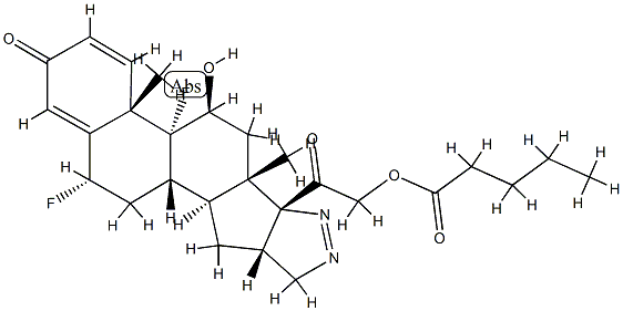 6alpha,9-difluoro-5',16beta-dihydro-11beta,21-dihydroxypregna-1,4-dieno[17,16-c]pyrazole-3,20-dione 21-valerate 结构式