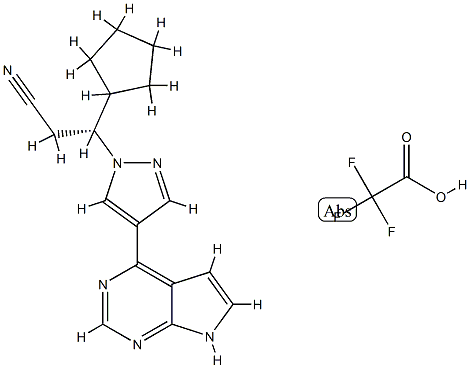 (BETAR)-BETA-环戊基-4-(7H-吡咯并[2,3-D]嘧啶-4-基)-1H-吡唑-1-丙腈 2,2,2-三氟乙酸盐 结构式