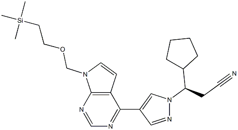 (3R)-3-环戊基-3-[4-(7-[2-(三甲基硅基)乙氧基]甲基-吡咯并[2,3-D]嘧啶-7H-4-基)-1H-吡唑基]丙腈 结构式