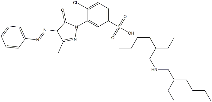 4-chloro-3-[4,5-dihydro-3-methyl-5-oxo-4-(phenylazo)-1H-pyrazol-1-yl]benzenesulphonic acid, compound with bis(2-ethylhexyl)amine (1:1) 结构式