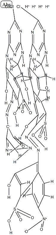 Cobaltate(4-), [3-[[4-chloro-6-[(2-hydroxyethyl)amino]-1,3,5-triazin-2-yl]amino]-5-[(4,5-dihydro-3-methyl-5-oxo-1H-pyrazol-4-yl)azo]-4-hydroxybenzenesulfonato(3-)][4-[[6-[[4-chloro-6-[(2-hydroxyethyl)amino]-1,3,5-triazin-2-yl]amino]-1-hydro 结构式