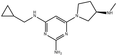 4-N-(cyclopropylmethyl)-6-[(3R)-3-(methylamino)pyrrolidin-1-yl]pyrimidine-2,4-diamine 结构式