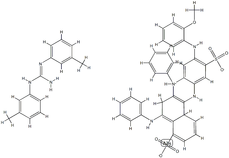 hydrogen 9-[(2-methoxyphenyl)amino]-7-phenyl-5-(phenylamino)-4,10-disulphonatobenzo[a]phenazinium, compound with N,N'-bis(m-tolyl)guanidine (1:1) 结构式