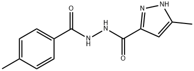 3-methyl-N'-(4-methylbenzoyl)-1H-pyrazole-5-carbohydrazide 结构式