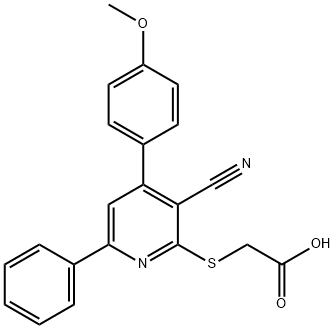 2-{[3-cyano-4-(4-methoxyphenyl)-6-phenyl-2-pyridinyl]sulfanyl}acetic acid 结构式