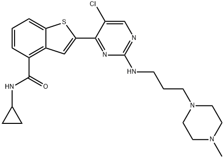 2-[5-氯-2-[[3-(4-甲基-1-哌嗪基)丙基]氨基]-4-嘧啶基]-N-环丙基苯并[B]噻吩-4-甲酰胺 结构式