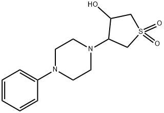 3-hydroxy-4-(4-phenylpiperazin-1-yl)-1$l^{6}-thiolane-1,1-dione 结构式