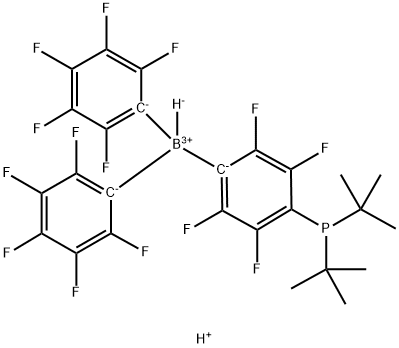 氢[4-二-叔丁基膦-2,3,5,6-四氟苯]氢双(2,3,4,5,6-五氟苯)硼酸盐 结构式