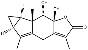 8beta,9alpha-Dihydroxylindan-4(5),7(11)-dien-8alpha,12-olide 结构式