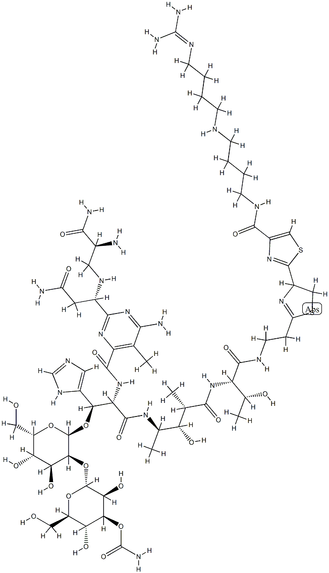 N1-[4-[[4-[(Aminoiminomethyl)amino]butyl]amino]butyl]-7,8-dihydrobleomycinamide 结构式
