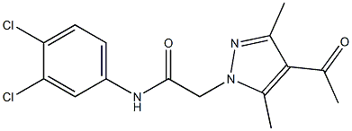 2-(4-acetyl-3,5-dimethyl-1H-pyrazol-1-yl)-N-(3,4-dichlorophenyl)acetamide 结构式