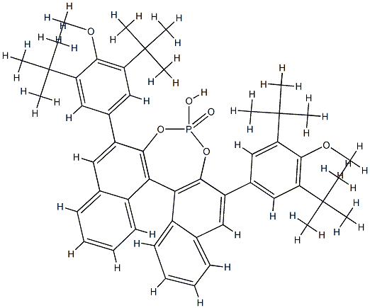 (R)-3,3'-双[(3,5-二叔丁基-4-甲氧基)苯基]-1,1'-联萘酚磷酸酯 结构式