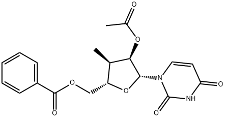 3'-脱氧-3'-甲基尿苷 2'-乙酸酯 5'-苯甲酸酯 结构式