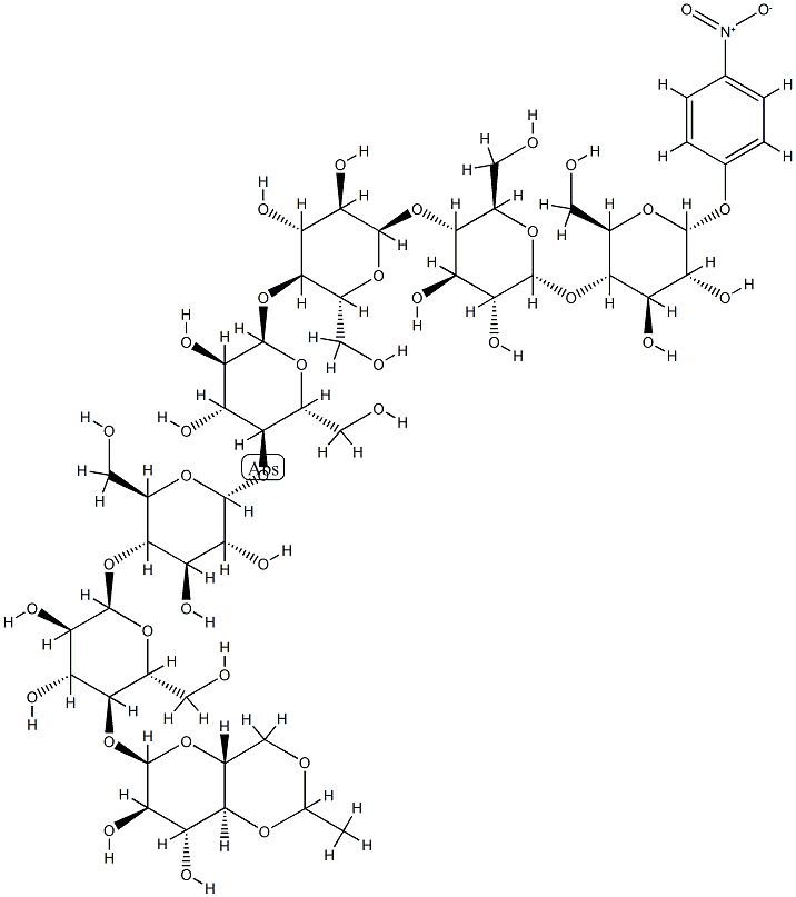 4,6-亚乙基-对硝基苯-Α-D-麦芽七糖苷 结构式