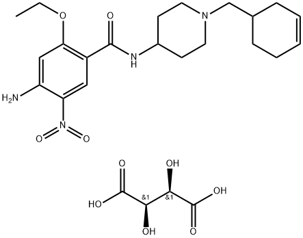 4-氨基-N-[1-(3-环己烯-1-基甲基)-4-哌啶基]-2-乙氧基-5-硝基苯甲酰胺酒石酸盐 结构式