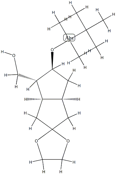 (3'aalpha,4'alpha,5'beta,6'aalpha)-5'-[[(tert-butyl)dimethylsilyl]oxy]hexahydrospiro[1,3-dioxolane-2,2'(1'H)-pentalene]-4'-methanol 结构式