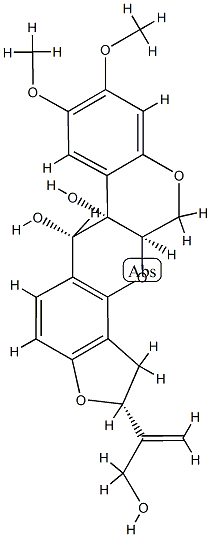 (2R,6α,6aα,12aα)-1,2,6,6a,12,12a-Hexahydro-2α-[1-(hydroxymethyl)ethenyl]-8,9-dimethoxy[1]benzopyrano[3,4-b]furo[2,3-h][1]benzopyran-6,6a-diol 结构式