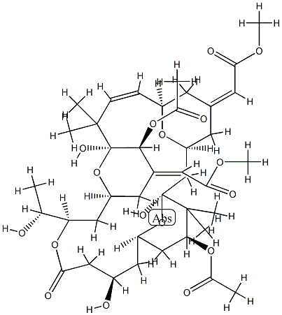 Acetic acid, 2,2-(1S,3S,7R,8E,11S,12S,15S,17R,21R,23R,25S)-12,25-bis(acetyloxy)-1,11,21-trihydroxy-17-(1R)-1-hydroxyethyl-10,10,26,26-tetramethyl-19-oxo-18,27,28,29-tetraoxatetracyclo21.3.1.13,7.111,15nonacos-8-ene-5,13-diylidenebis-, dimethyl ester, (25Z 结构式