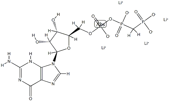 5'-Guanylic acid, monoanhydride with (phosphonomethyl)phosphonic acid, tetralithium salt 结构式