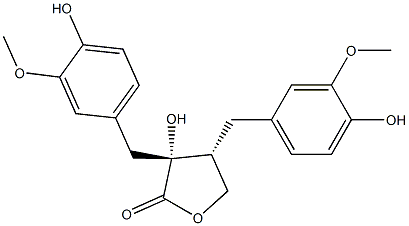 (3R,4R)-3-hydroxy-3,4-bis[(4-hydroxy-3-methoxy-phenyl)methyl]oxolan-2- one 结构式