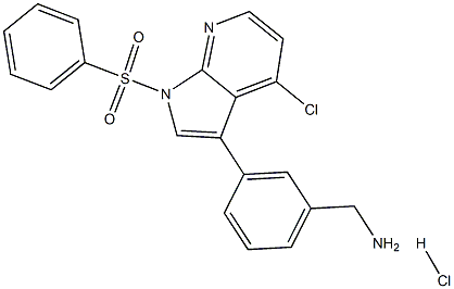 BenzeneMethanaMine, 3-[4-chloro-1-(phenylsulfonyl)-1H-pyrrolo[2,3-b]pyridin-3-yl]-, hydrochloride (1:1) 结构式