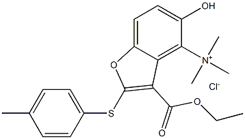 3-Benzofurancarboxylicacid, 4-[(dimethylamino)methyl]-5-hydroxy-2-[(4-methylphenyl)thio]-, ethylester, hydrochloride (1:1) 结构式