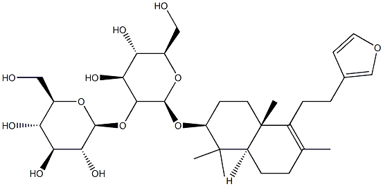 [[2S,(+)]-5-[2-(3-Furanyl)ethyl]-1,2,3,4,4a,7,8,8aα-octahydro-1,1,4aβ,6-tetramethylnaphthalene-2β-yl]2-O-β-D-glucopyranosyl-β-D-glucopyranoside 结构式