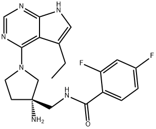 (S)-N-[[3-氨基-1-(5-乙基-7H-吡咯并[2,3-D]嘧啶-4-基)吡咯烷-3-基]甲基]-2,4-二氟苯甲酰胺 结构式