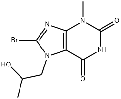 8-bromo-7-(2-hydroxypropyl)-3-methyl-3,7-dihydro-1H-purine-2,6-dione 结构式