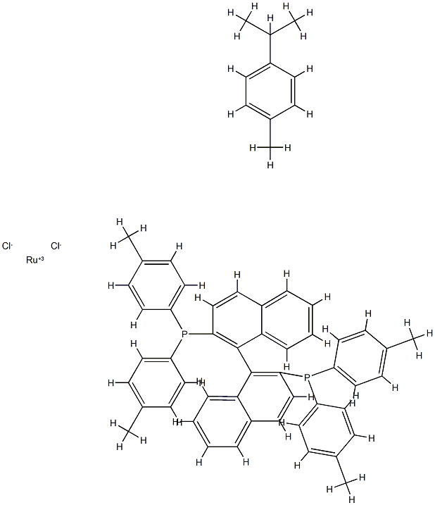 [(R)-(+)-2,2'-双(二对甲苯膦)-1,1'-联萘基](对伞花烃)氯化钌(II)氯化物 结构式
