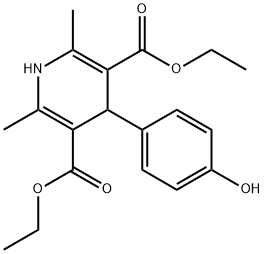 diethyl 4-(4-hydroxyphenyl)-2,6-dimethyl-1,4-dihydropyridine-3,5-dicarboxylate 结构式