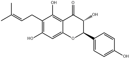 (2R)-2,3-Dihydro-3β,5,7-trihydroxy-2α-(4-hydroxyphenyl)-6-(3-methyl-2-butenyl)-4H-1-benzopyran-4-one 结构式