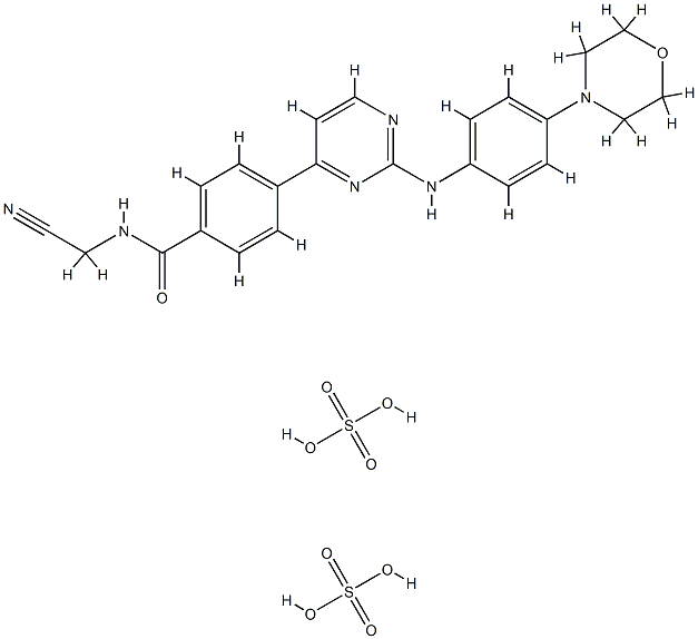 N-(氰基甲基)-4-[2-[[4-(4-吗啉基)苯基]氨基]-4-嘧啶基]苯甲酰胺硫酸盐(1:2) 结构式