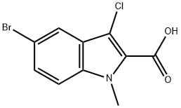 5-溴-3-氯-1-甲基-1H-吲哚-2-羧酸 结构式