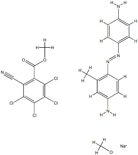 Benzoic acid, 2,3,4,5-tetrachloro-6-cyano-, methyl ester, reaction products with 4-[(4-aminophenyl)azo]-3-methylbenzenamine and sodium methoxide 结构式