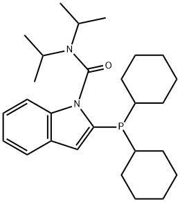 2-(二环己基膦基)-N,N-双(1-甲基乙基)-1H-吲哚-1-甲酰胺 结构式