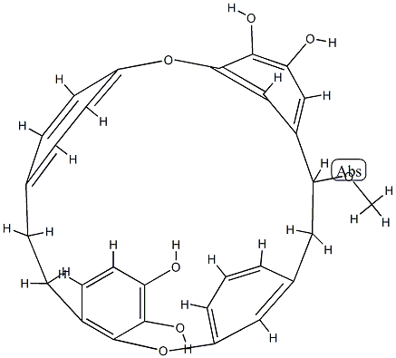 7,8,19,20-Tetrahydro-8-methoxy-15,18-etheno-2,6:9,13-dimetheno-1,14-benzodioxacyclodocosin-11,12,23,24-tetrol 结构式