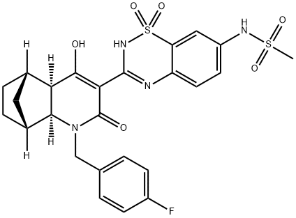 N-[3-[(4AR,5S,8R,8AS)-1-[(4-氟苯基)甲基]-1,2,4A,5,6,7,8,8A-八氢-4-羟基-2-氧代-5,8-甲桥喹啉-3-基]-1,1-二氧代-2H-1,2,4-苯并噻二嗪-7-基]甲磺酰胺 结构式