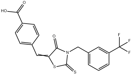 4-[[2-硫代-3-(3-三氟甲基苄基)-4-氧代噻唑烷-5-亚基]甲基]苯甲酸 结构式