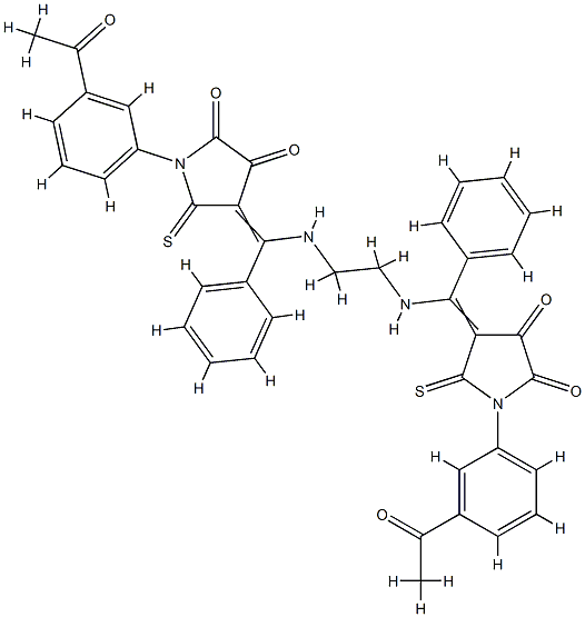 4,4'-(1,2-乙烷二基二(亚氨基(苯基甲基次基)))二(1-(4-乙酰基苯基)-5-硫代-2,3-吡咯烷二酮 结构式