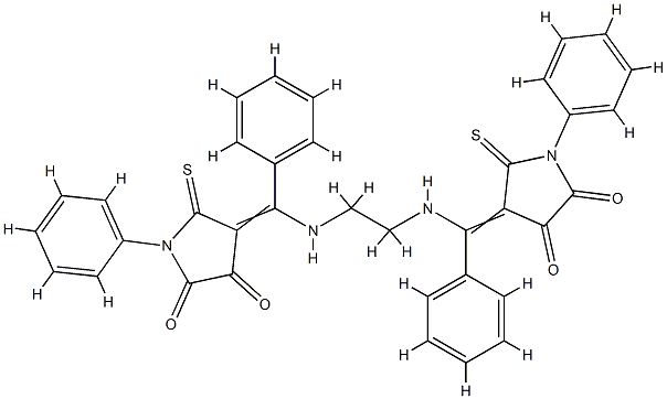 (4E)-4-[[2-[[(E)-(4,5-dioxo-1-phenyl-2-sulfanylidene-pyrrolidin-3-ylid ene)-phenyl-methyl]amino]ethylamino]-phenyl-methylidene]-1-phenyl-5-su lfanylidene-pyrrolidine-2,3-dione 结构式