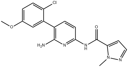 N-(6-氨基-5-(2-氯-5-甲氧苯基)吡啶-2-基)-1-甲基-1H-吡唑-5-甲酰胺 结构式
