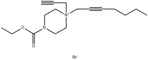 ethyl 4-hept-2-ynyl-4-prop-2-ynyl-2,3,5,6-tetrahydropyrazine-1-carboxy late bromide 结构式