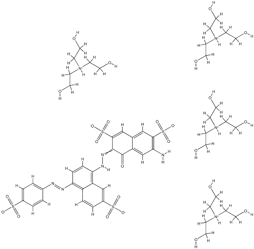 2,7-Naphthalenedisulfonic acid, 6-amino-4-hydroxy-3-7-sulfo-4-(4-sulfophenyl)azo-1-naphthalenylazo-, compd. with 2,2,2-nitrilotrisethanol (1:4) 结构式