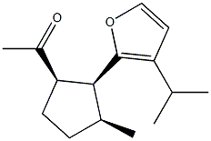 1-[(1R)-3α-Methyl-2α-(3-isopropylfuran-2-yl)cyclopentan-1β-yl]ethanone 结构式