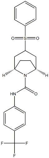 (3-内)-3-(苯磺酰基)-N-[4-(三氟甲基)苯基]-8-氮杂双环[3.2.1]辛烷-8-甲酰胺 结构式